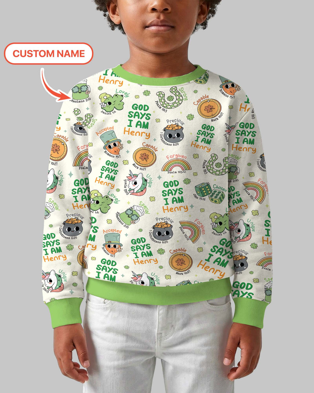 Personalized God Says I Am St. Patrick's Day Family Matching Crewneck Sweatshirt