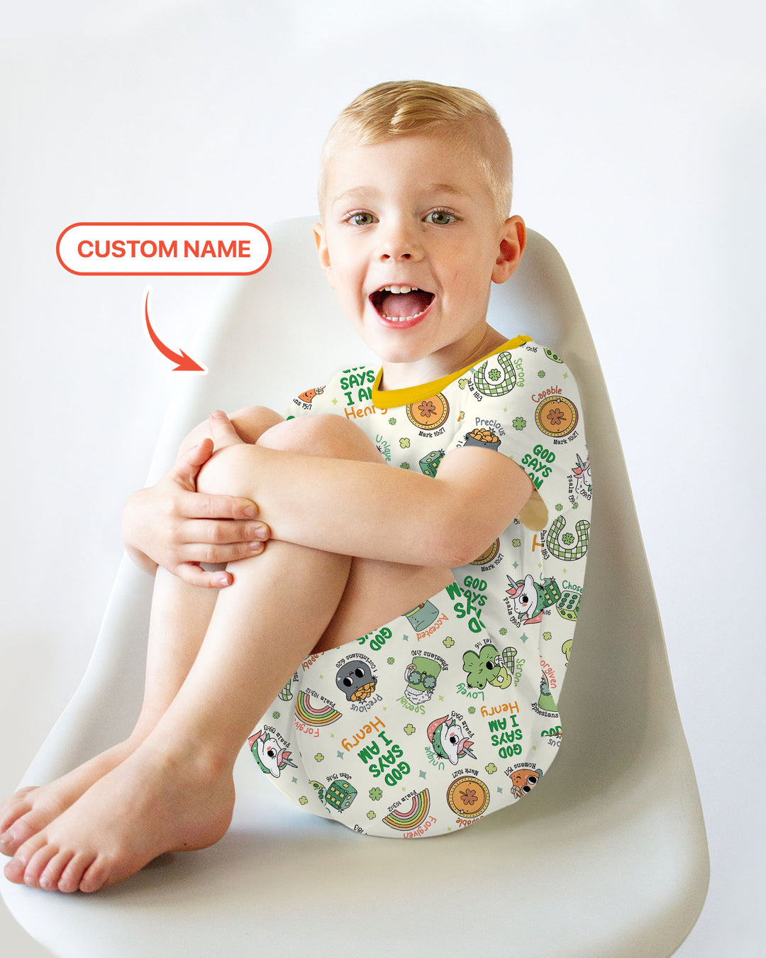 Personalized God Says I Am St. Patrick's Day Family Matching Two Piece Short Sleeve Shorts Pajama Set