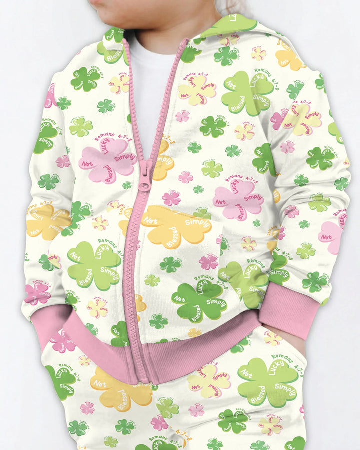 Shamrocks Print St. Patrick's Day  Zip Hoodie