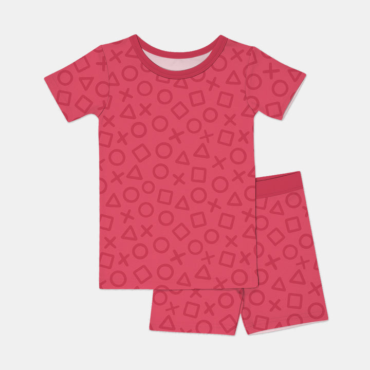 XOXO Shapes Two Piece Short Sleeve Shorts Pajama Set Girl Version