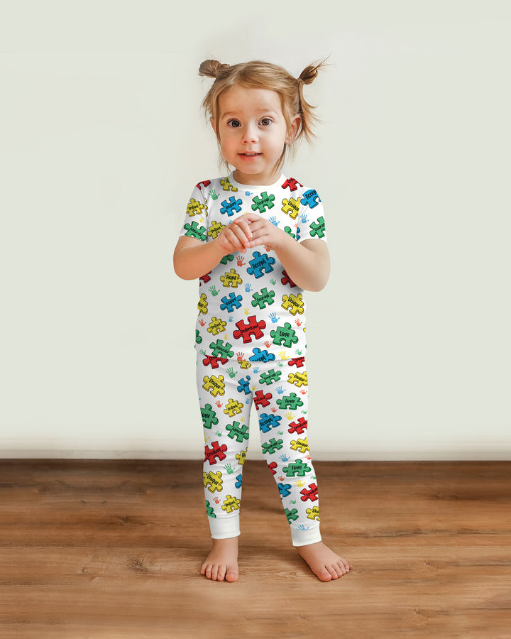 Puzzle You Are Two Piece Short Sleeve Pajama Set