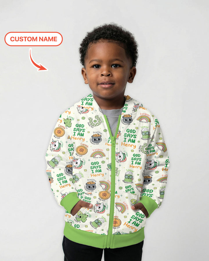 Personalized God Says I Am St. Patrick's Day Family Matching Zip Hoodie
