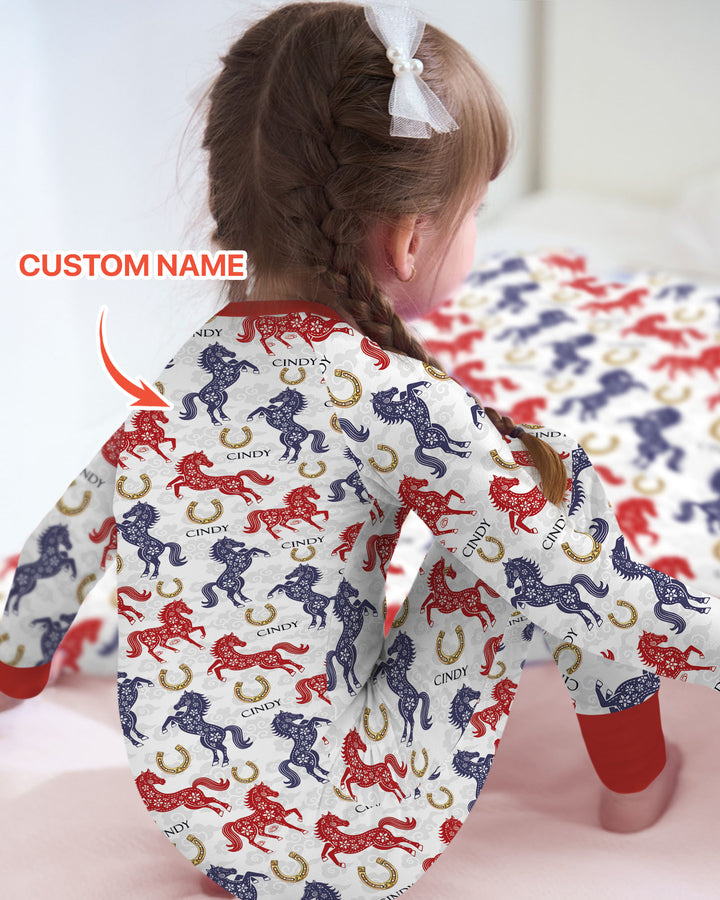 Custom Name Chinoiserie Horses Convertible Zippy