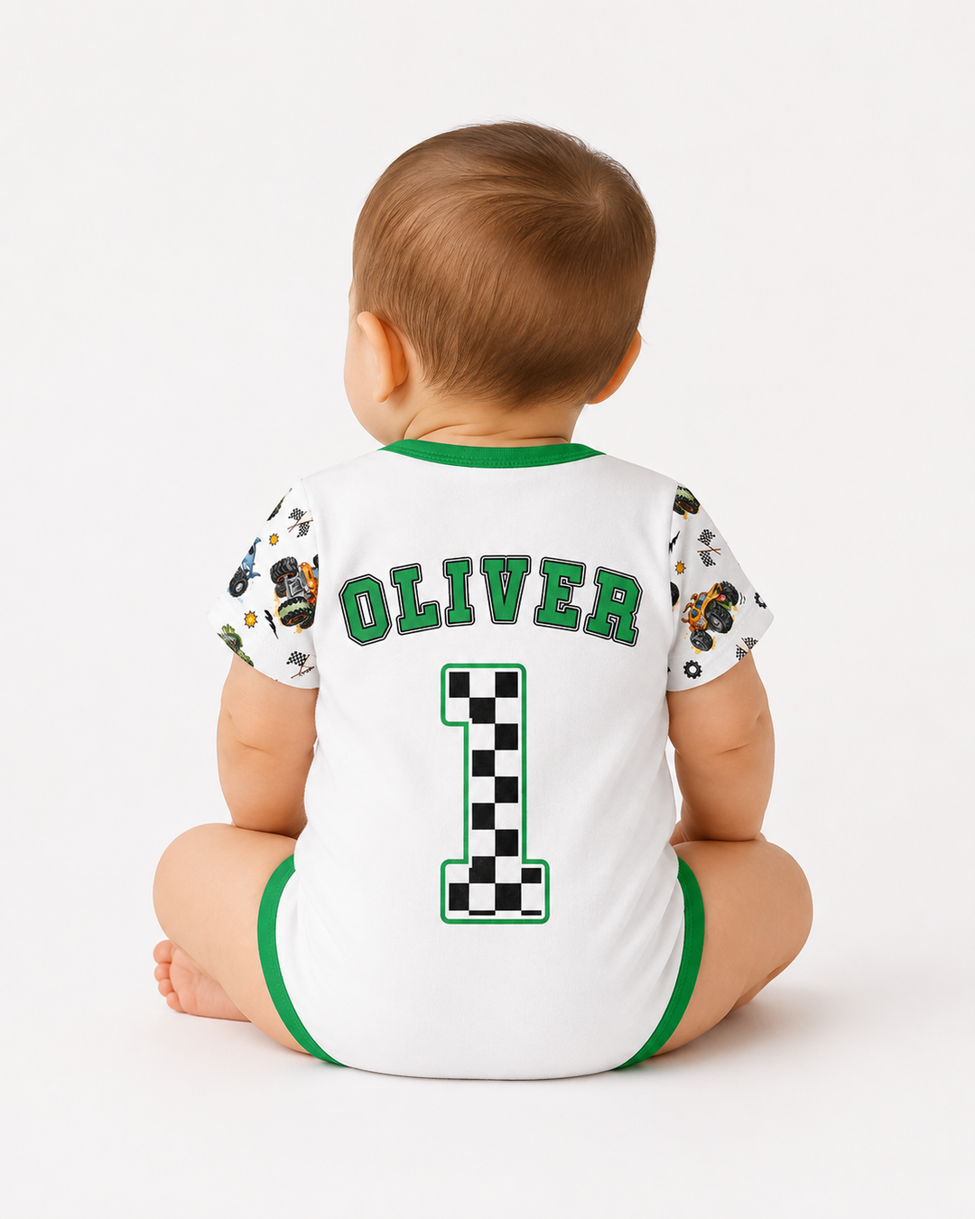 Personalized Monster Truck Birthday Bamboo Bodysuit