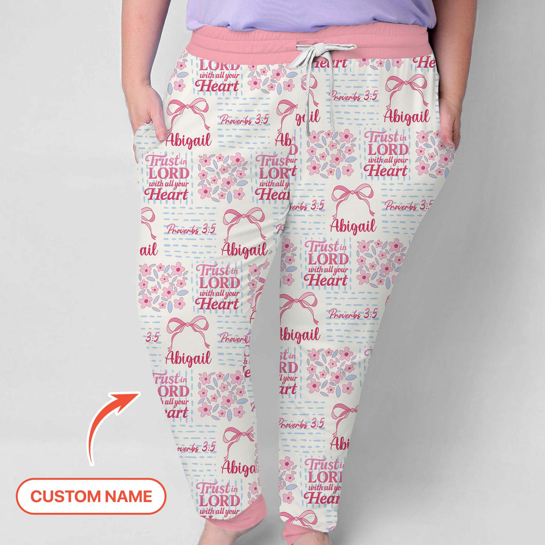 Trust The Lord With All Your Heart Custom Name Women Pajama Set