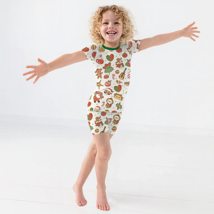 La Fiesta de Navidad Two Piece Short Sleeve Shorts Pajama Set