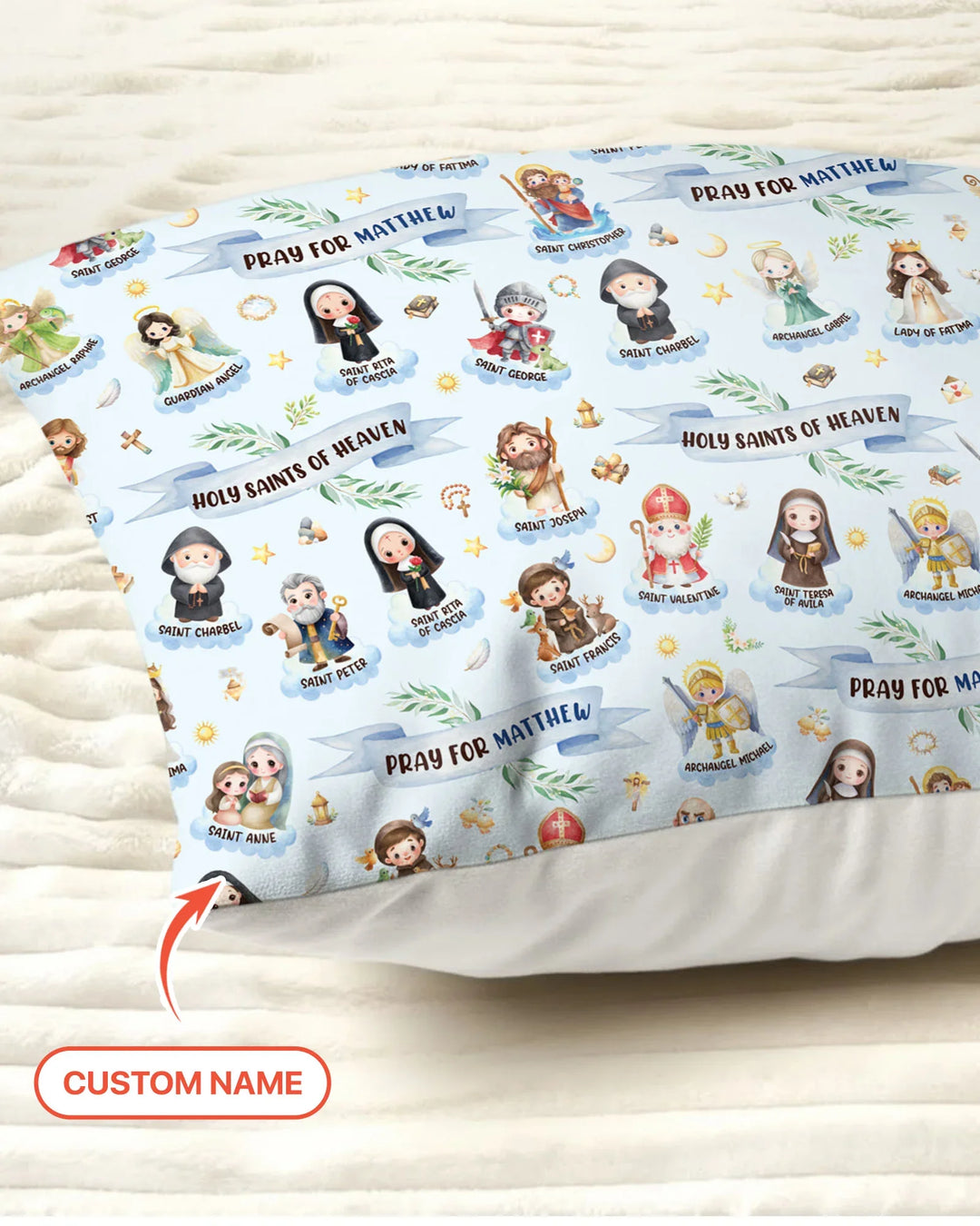 Holy Saints of Heaven Custom Name Pillow Case