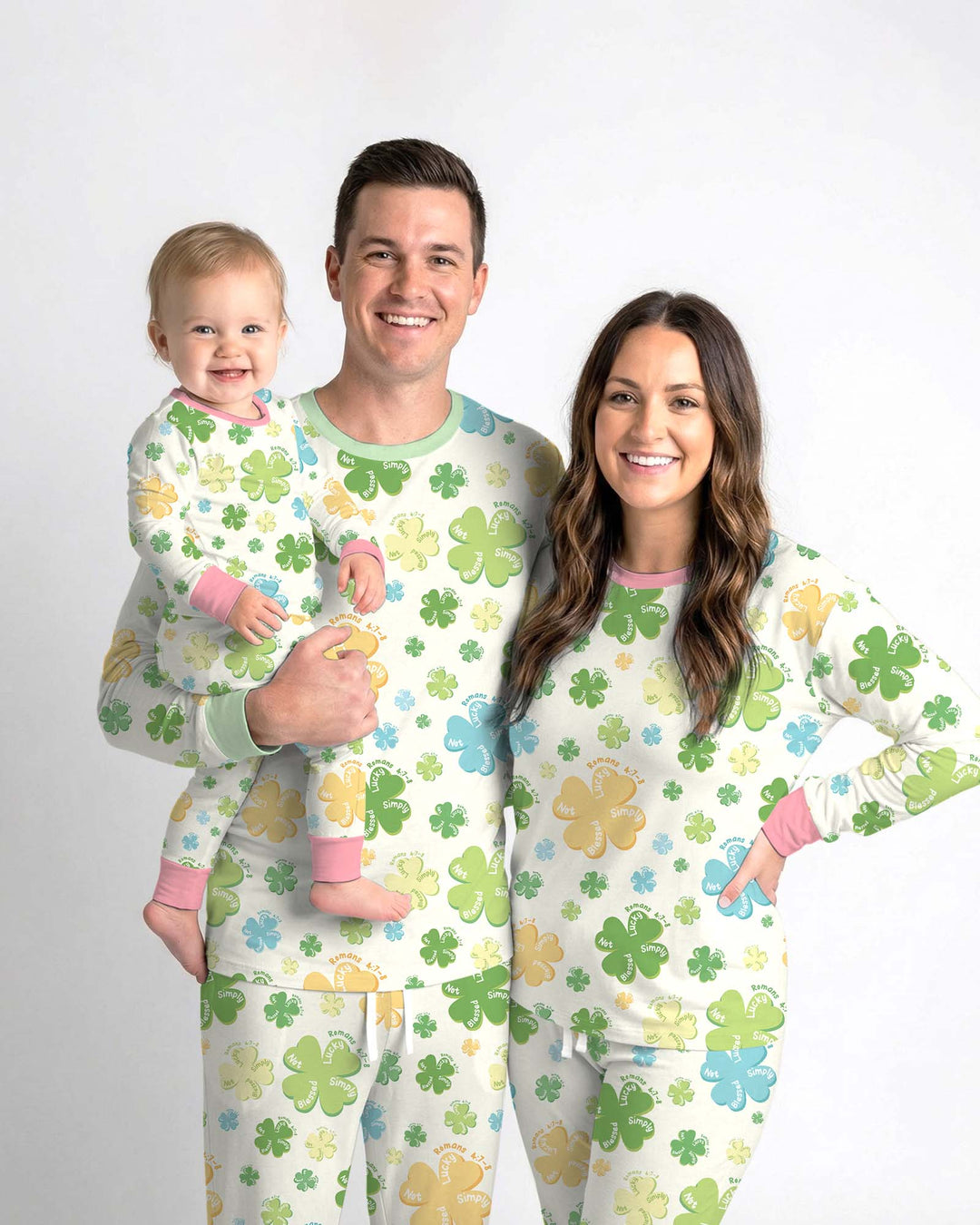 Shamrocks Print St. Patrick's Day Two Piece Long Sleeve Pajama Set