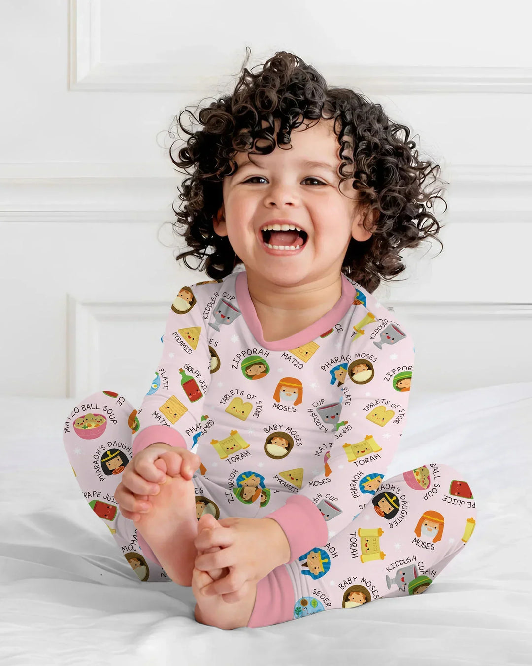 Cute Passover Characters Two Piece Long Sleeve Pajama Set
