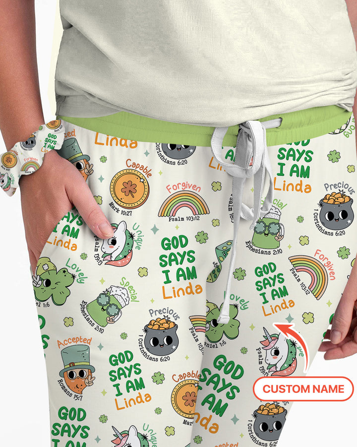 Personalized God Says I Am St. Patrick's Day Family Matching Women Pajama Set