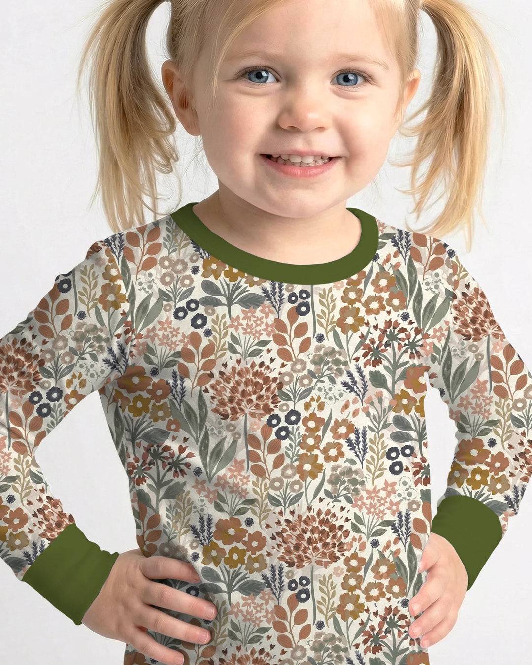 Conjunto de pijama de dos piezas de manga larga de bambú Autumn Meadow Botanicals