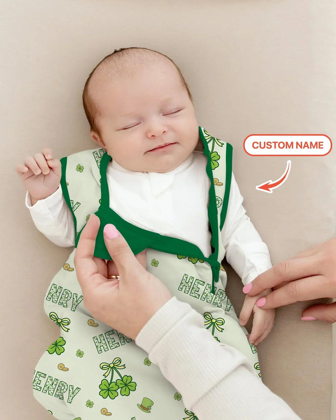 Custom Name Lucky Little Shamrock Sleep Bag