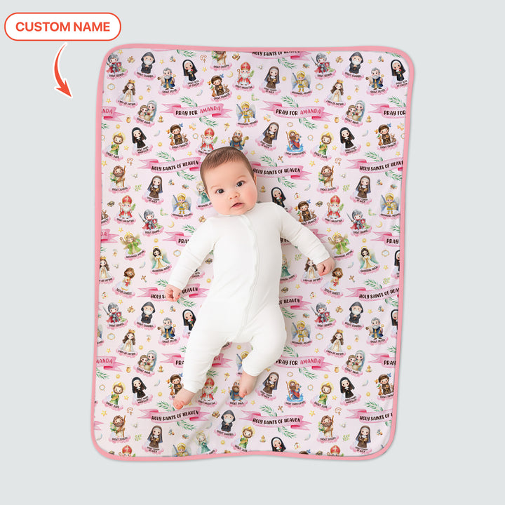Holy Saints of Heaven Custom Name Toddler Blanket