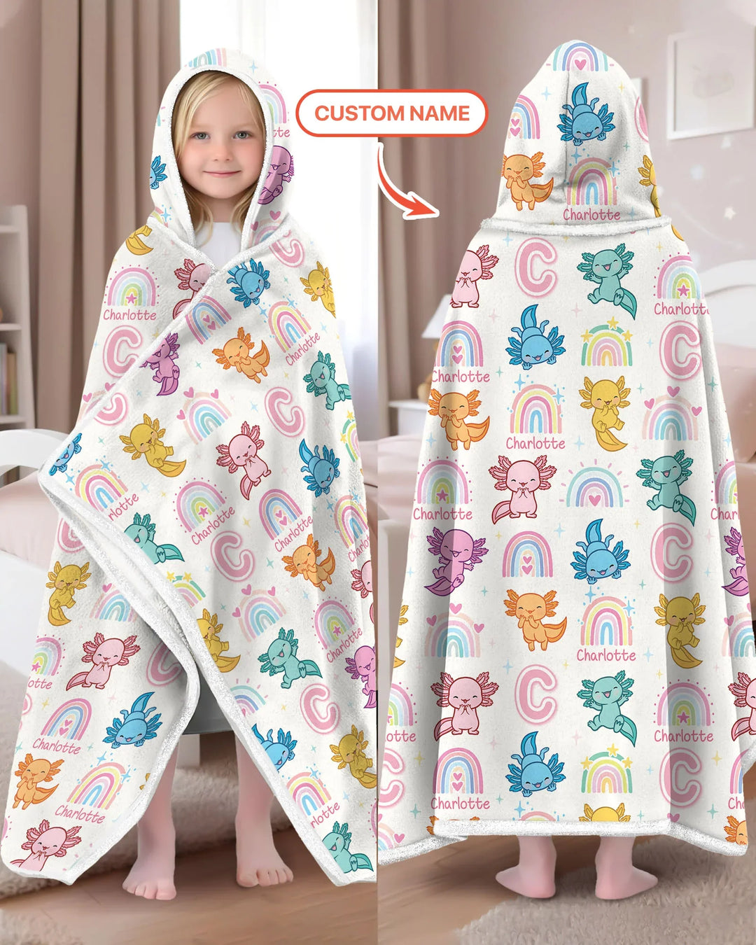 Axololt Custom Name Wearable Hooded Blanket