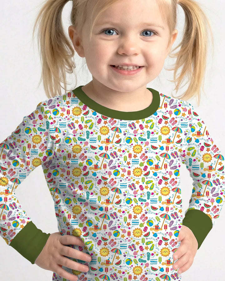 Zweiteiliges Langarm-Pyjama-Set mit Sommerfrüchten