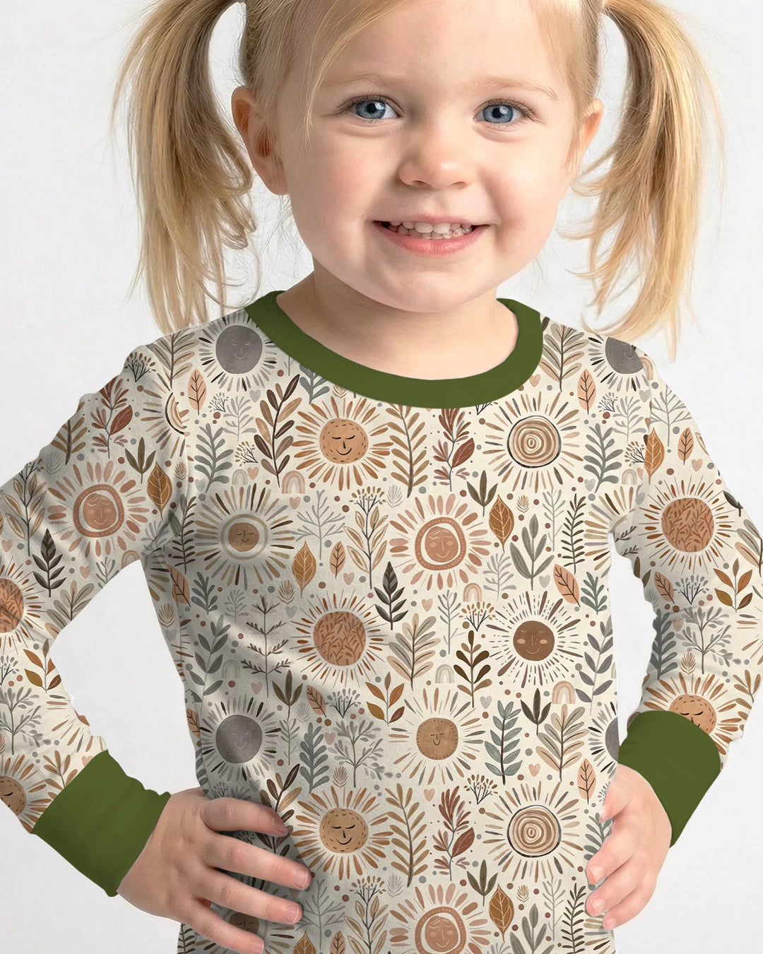 Boho Sunshine Garden Bamboo Two Piece Long Sleeve Pajama Set