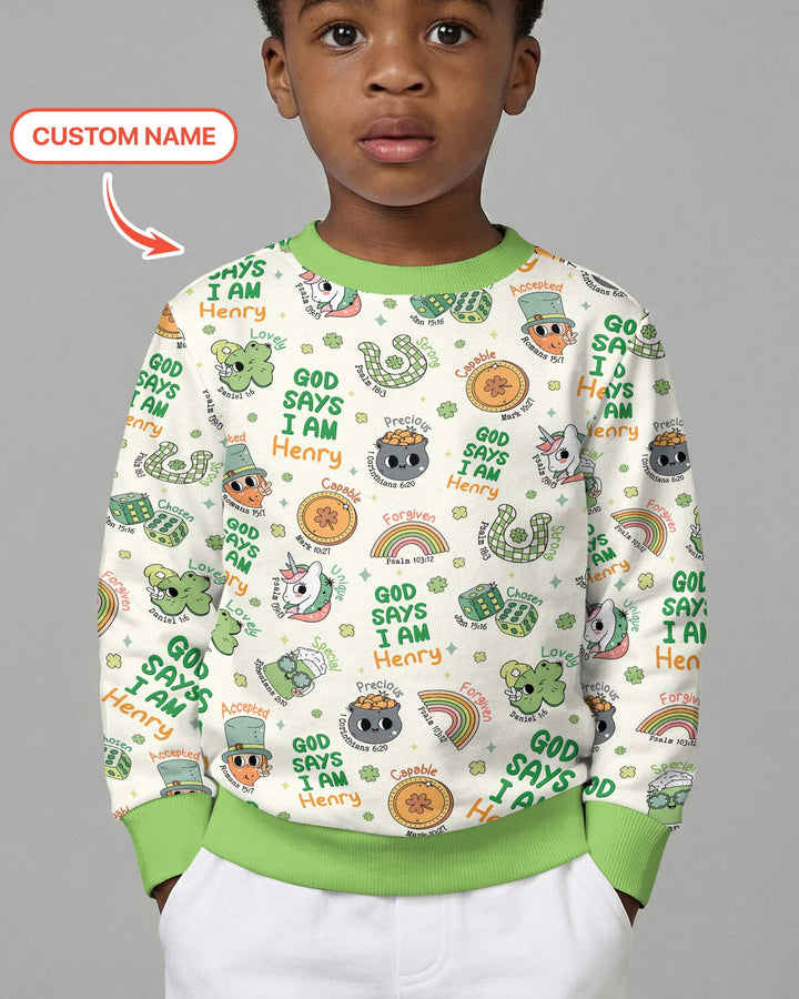 Personalized God Says I Am St. Patrick's Day Family Matching Crewneck Sweatshirt