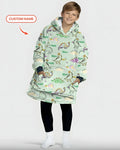 Manta Sudadera con Capucha de Bambú "Mardi Gras Saurus" con Nombre Personalizado