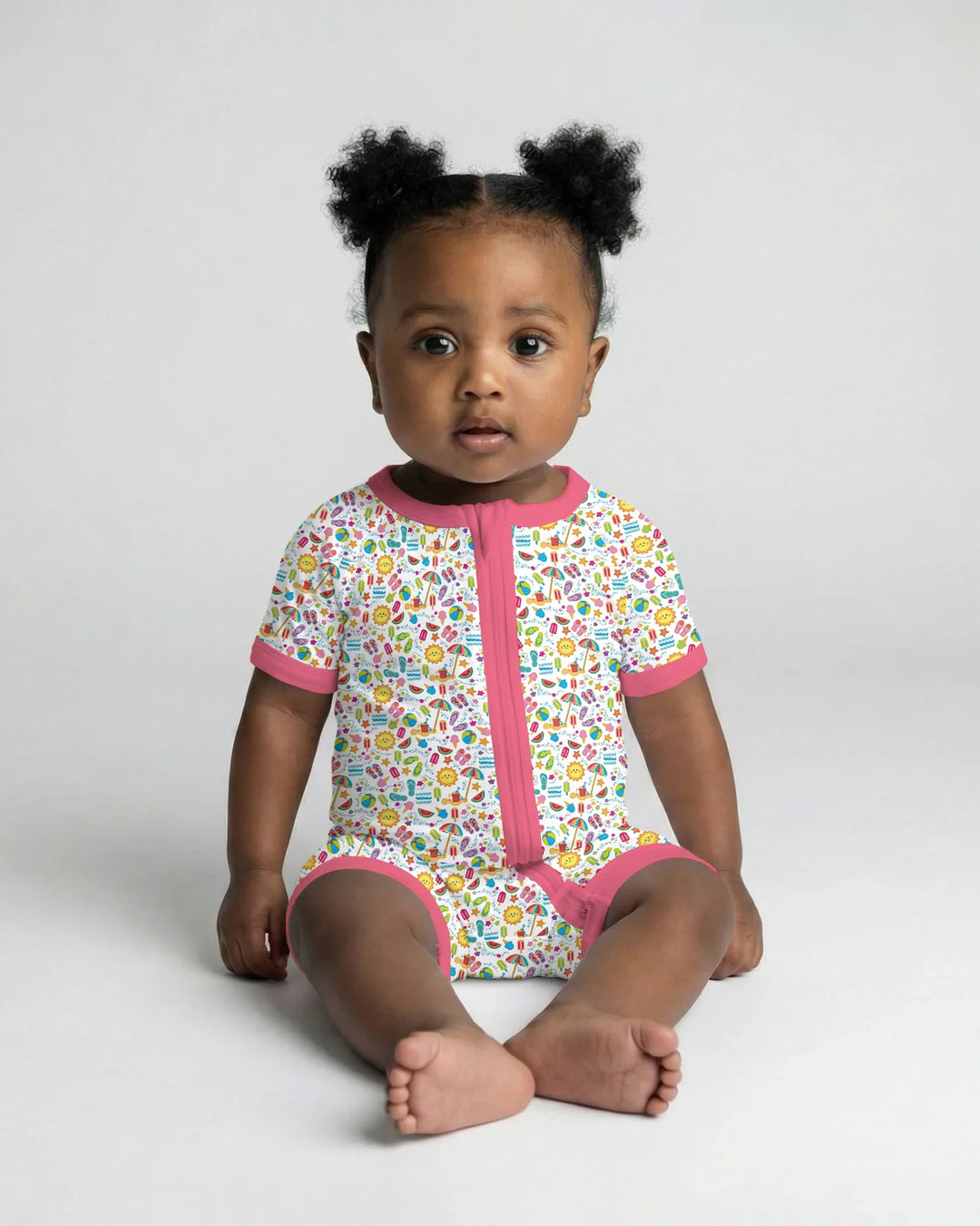 Pijama corto de bambú con cremallera Sunshine Splash Party