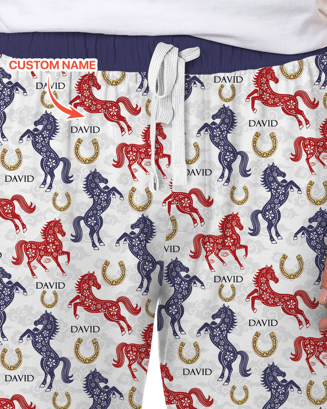Custom Name Chinoiserie Horses Men's Pajama Set