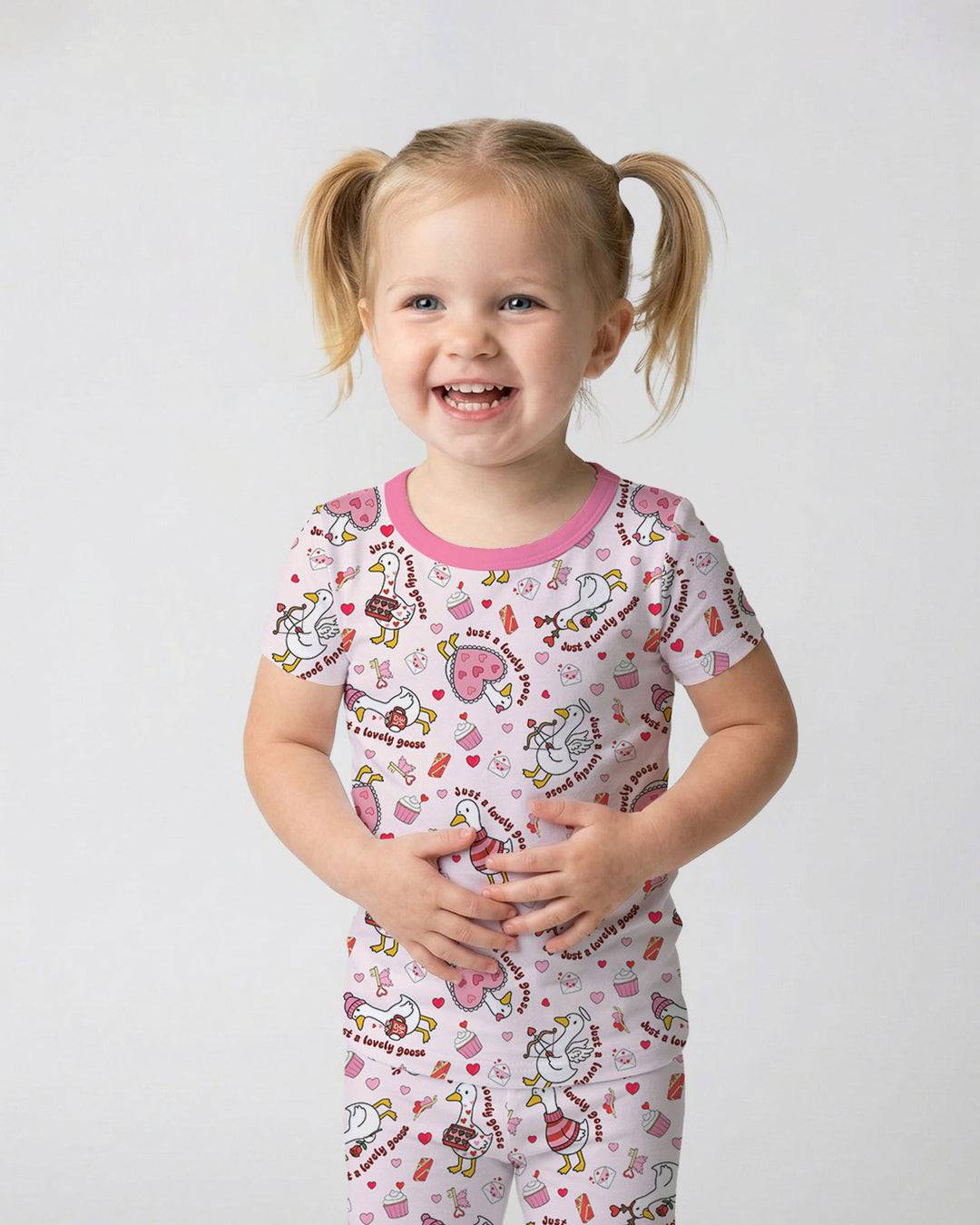 Valentine Silly Goose Two Piece Short Sleeve Pajama Set