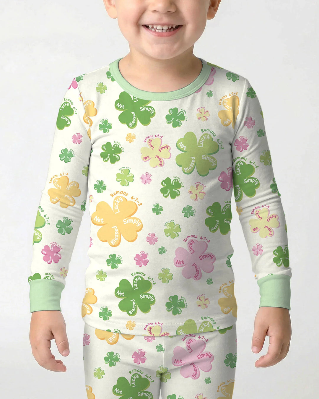 Shamrocks Print St. Patrick's Day Two Piece Long Sleeve Pajama Set
