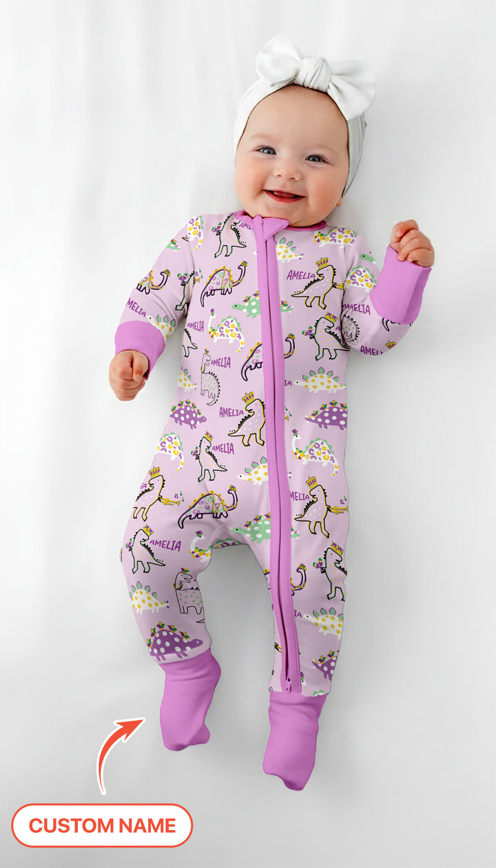 Custom Name Mardi Gras Saurus Convertible Zippy