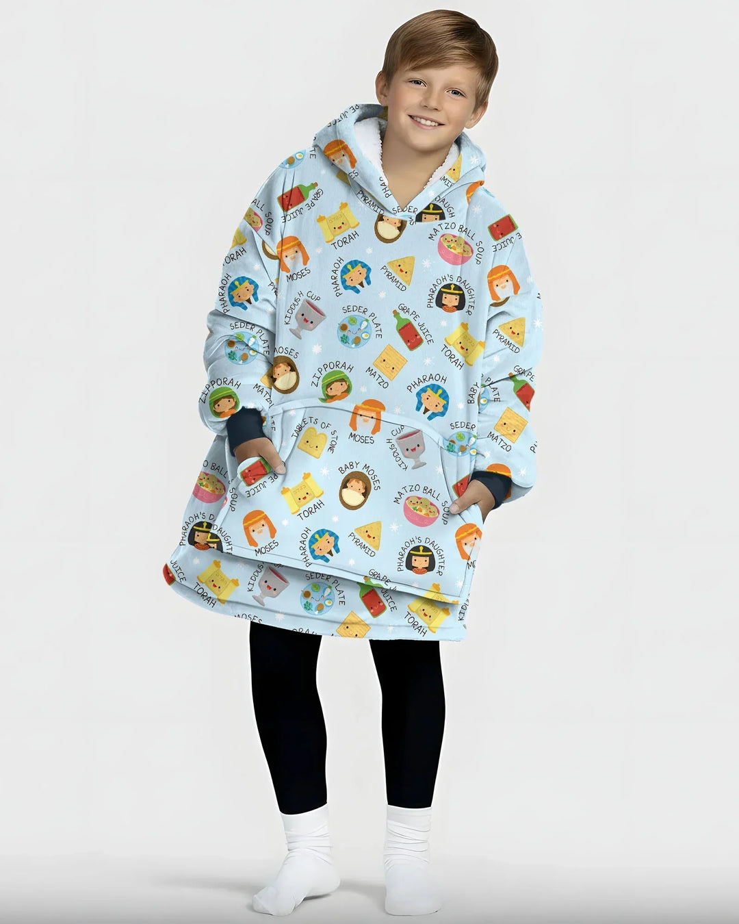 Cute Passover Characters Wearable Blanket Hoodie