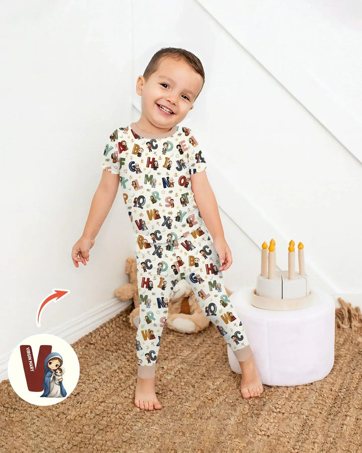 Catholic Saint ABCs Two Piece Short Sleeve Pajama Set