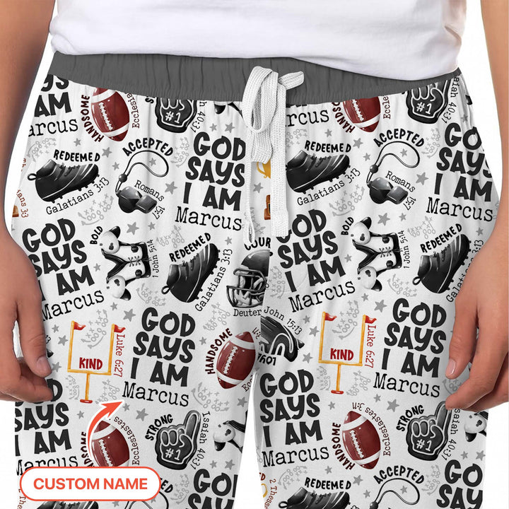 God Says I Am Touch Down Time Custom Name Men's Pajama Set