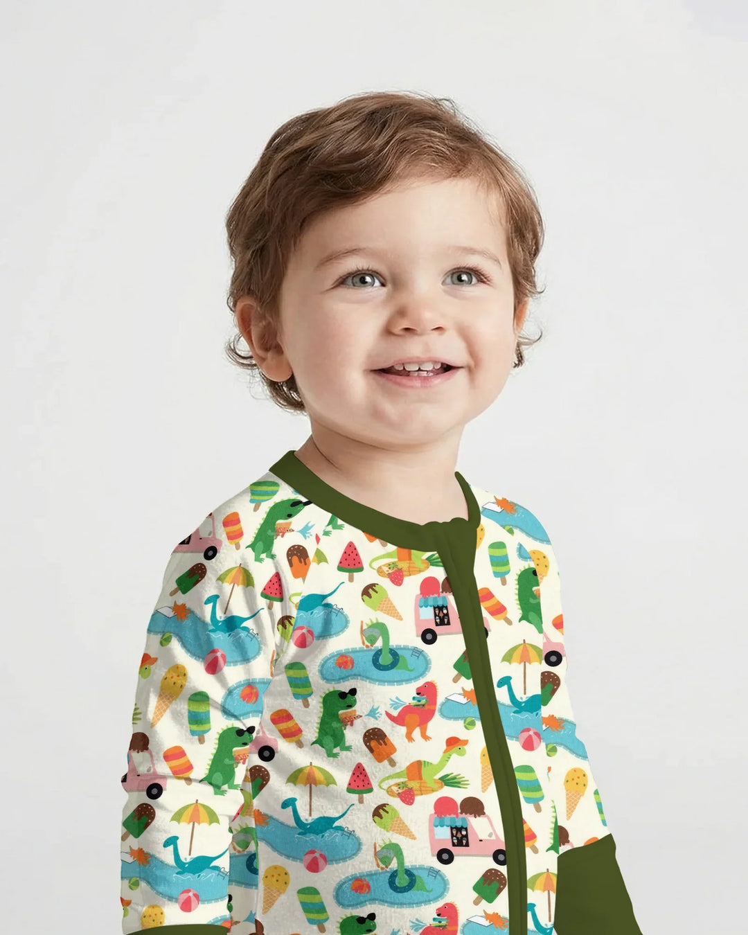 Pijama Dino Summer Splash Bamboo Convertible con Cremallera