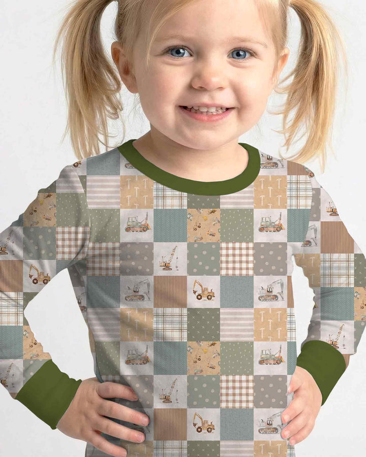 Construction Trucks Bamboo Two Piece Long Sleeve Pajama Set