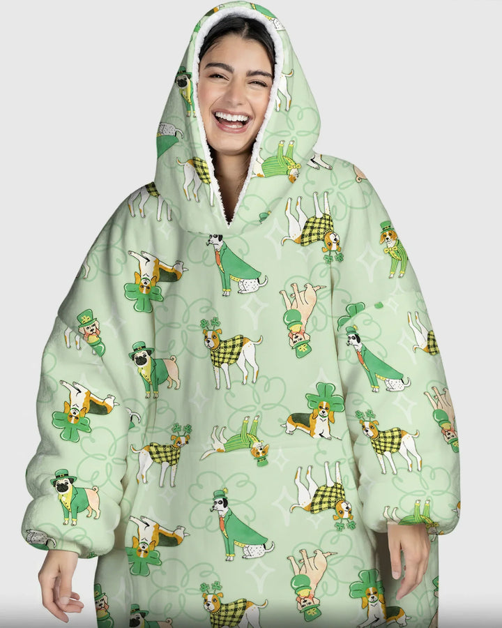 St. Patrick's Day Puppies Wearable Blanket Hoodie