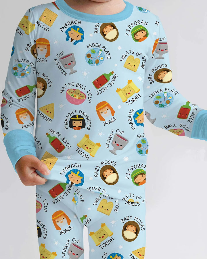 Cute Passover Characters Two Piece Long Sleeve Pajama Set