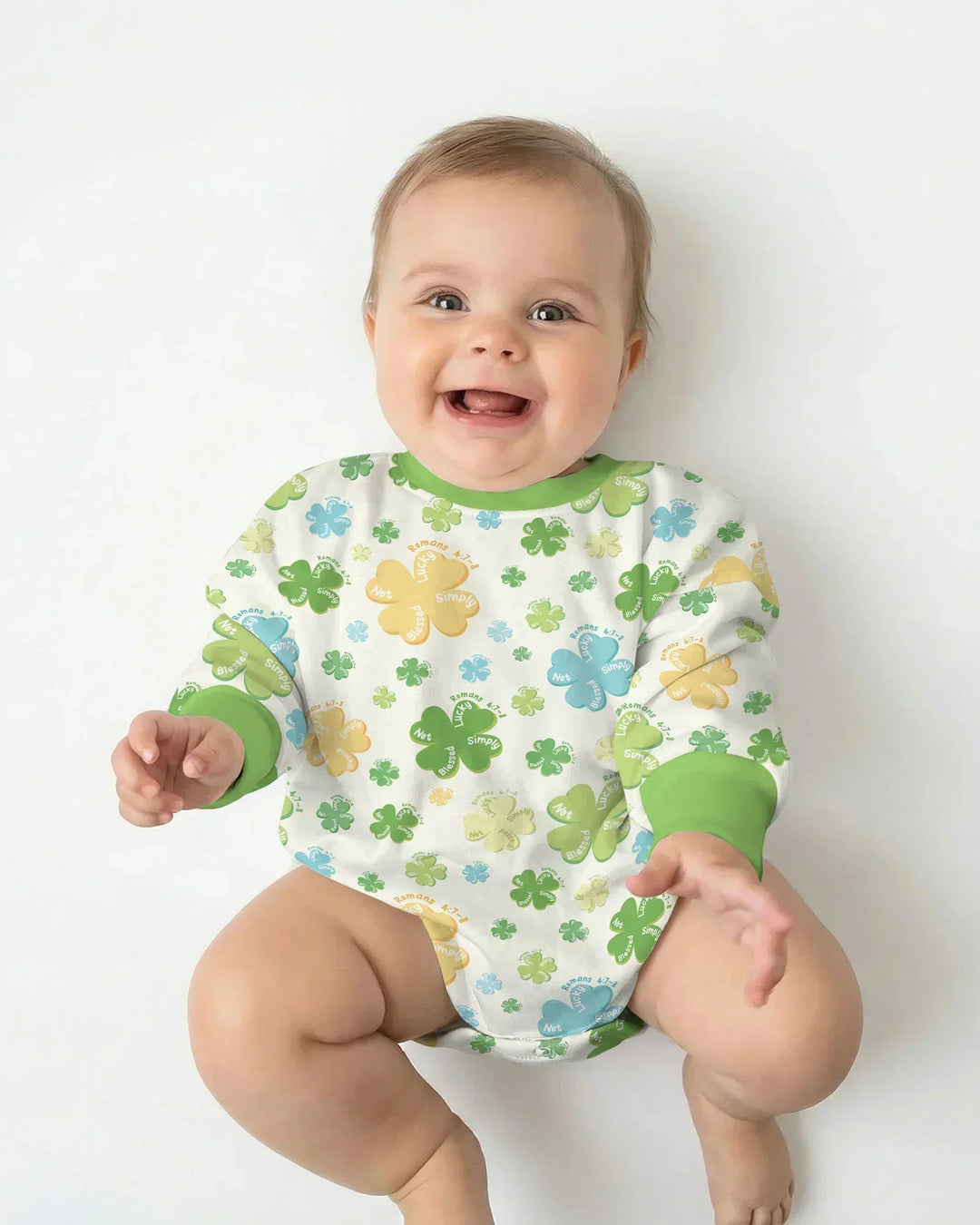 Shamrocks Print St. Patrick's Day Bubble Romper