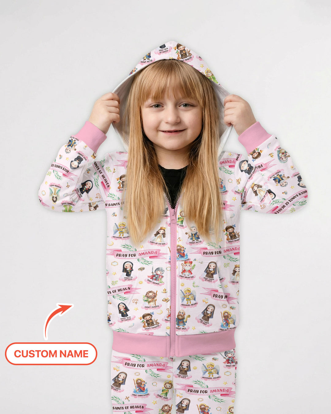 Holy Saints of Heaven Custom Name Zip Hoodie