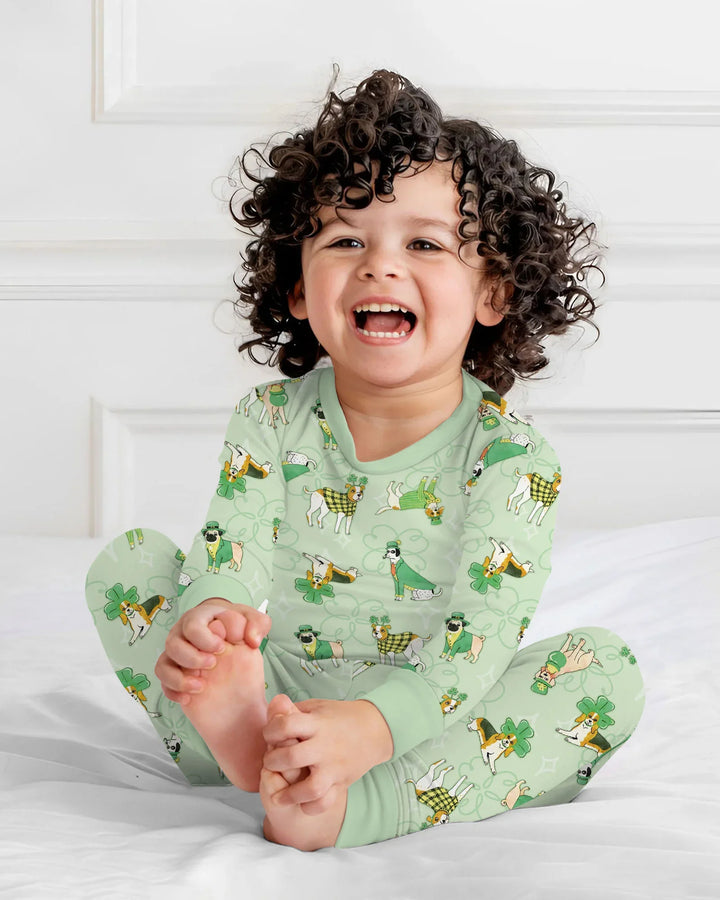 St. Patrick's Day Puppies Two Piece Long Sleeve Pajama Set