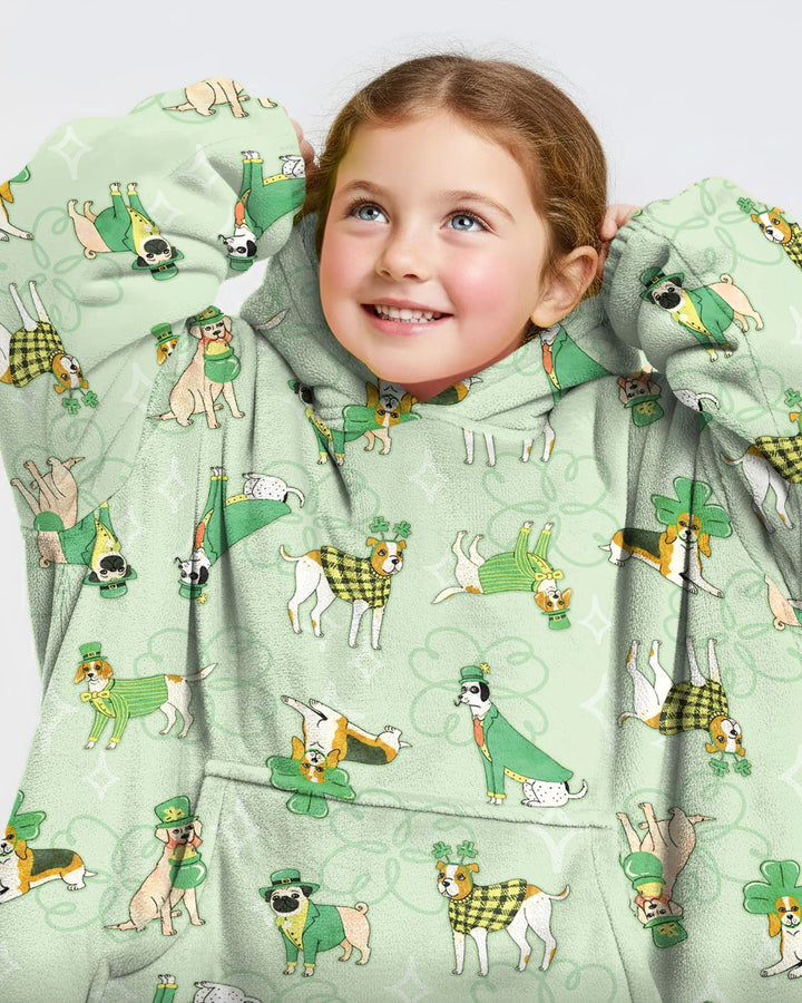 St. Patrick's Day Puppies Wearable Blanket Hoodie