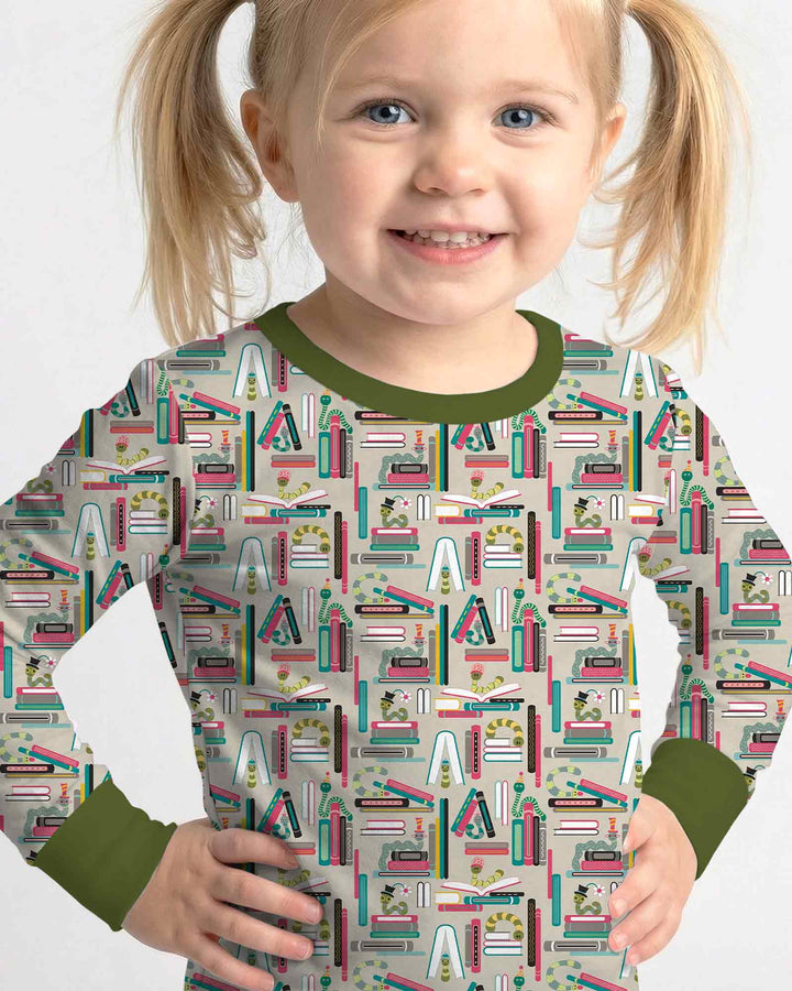 Bookworm Adventures Bamboo Two Piece Long Sleeve Pajama Set