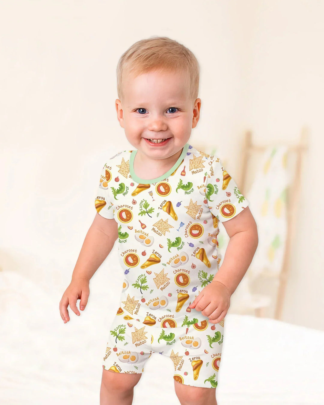 Happy Passover Family Matching Two Piece Short Sleeve Shorts Pajama Set