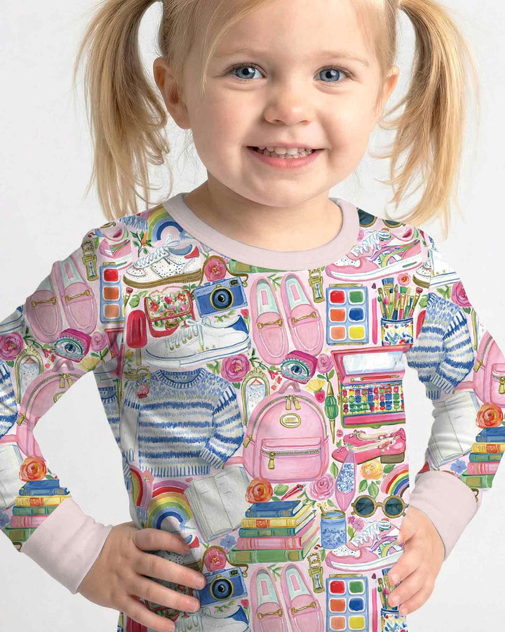 Sweet School Adventure Bamboo Two Piece Long Sleeve Pajama Set