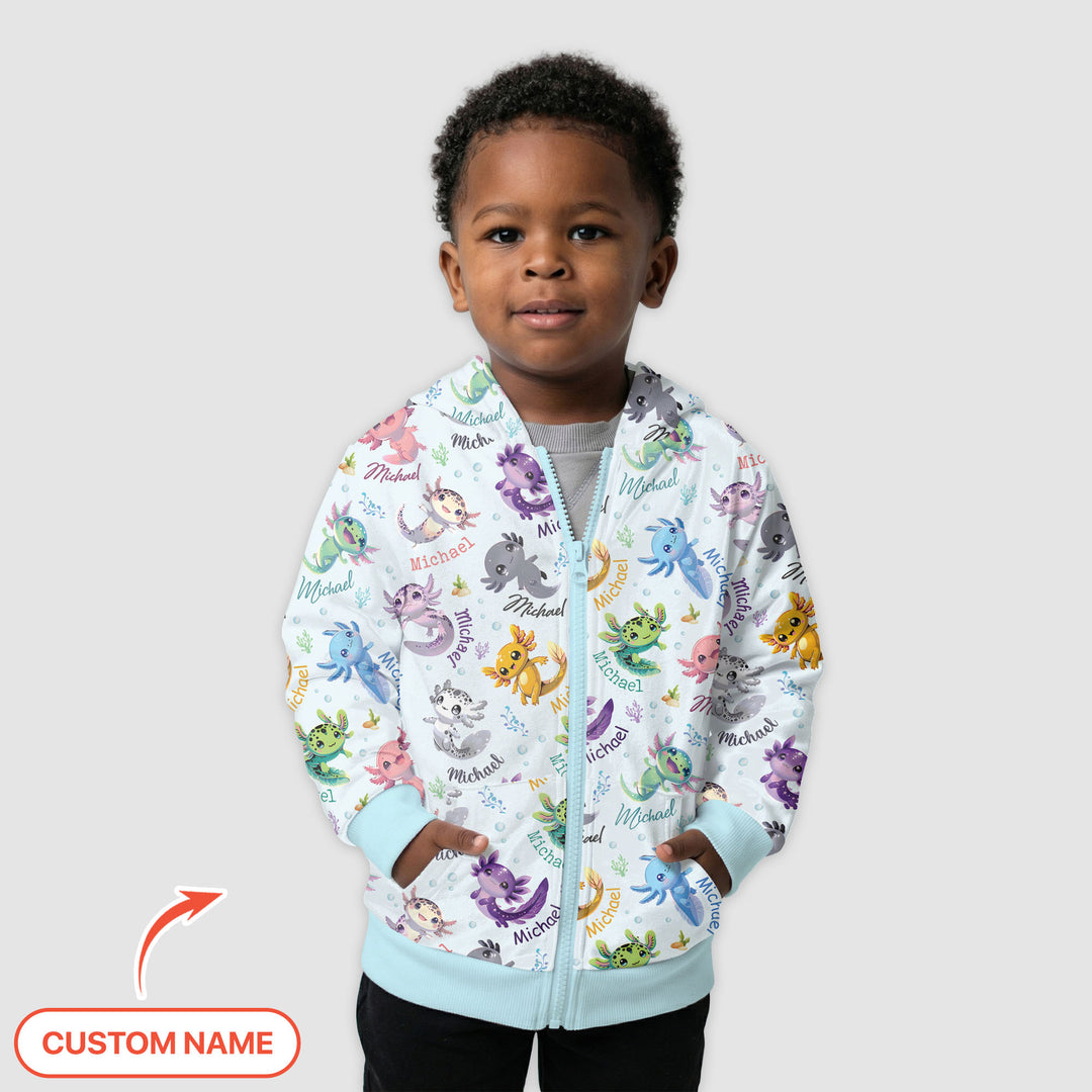 I Love You Axolotl Custom Name Zip Hoodie