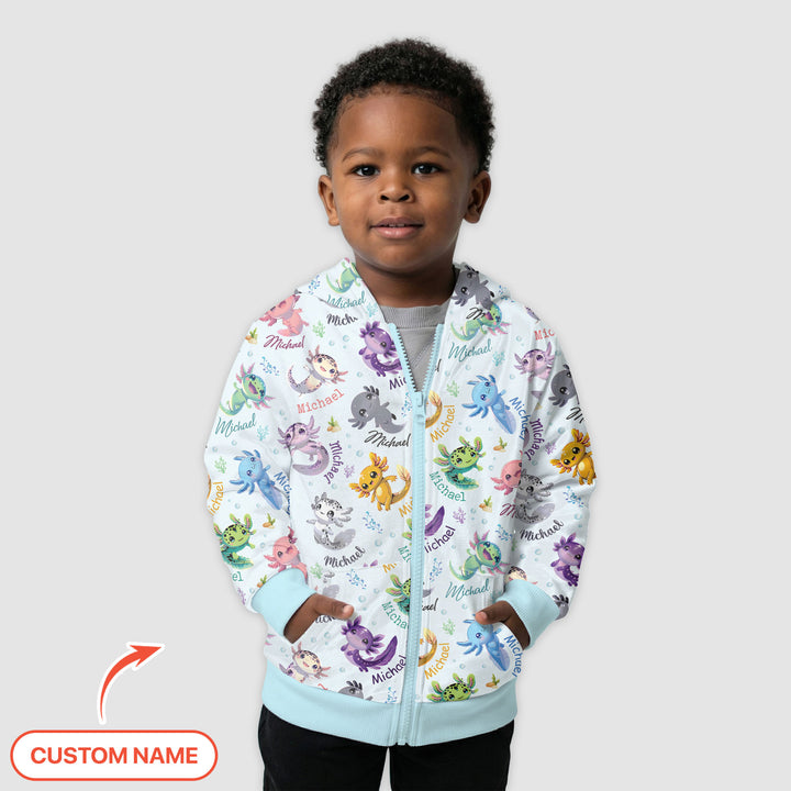 I Love You Axolotl Custom Name Zip Hoodie
