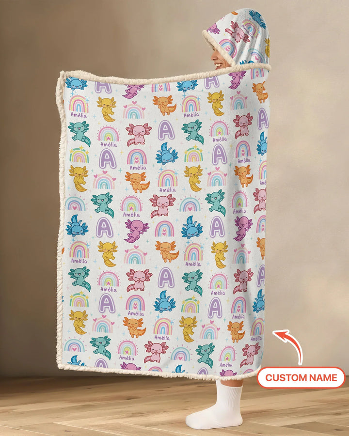 Axololt Custom Name Wearable Hooded Blanket