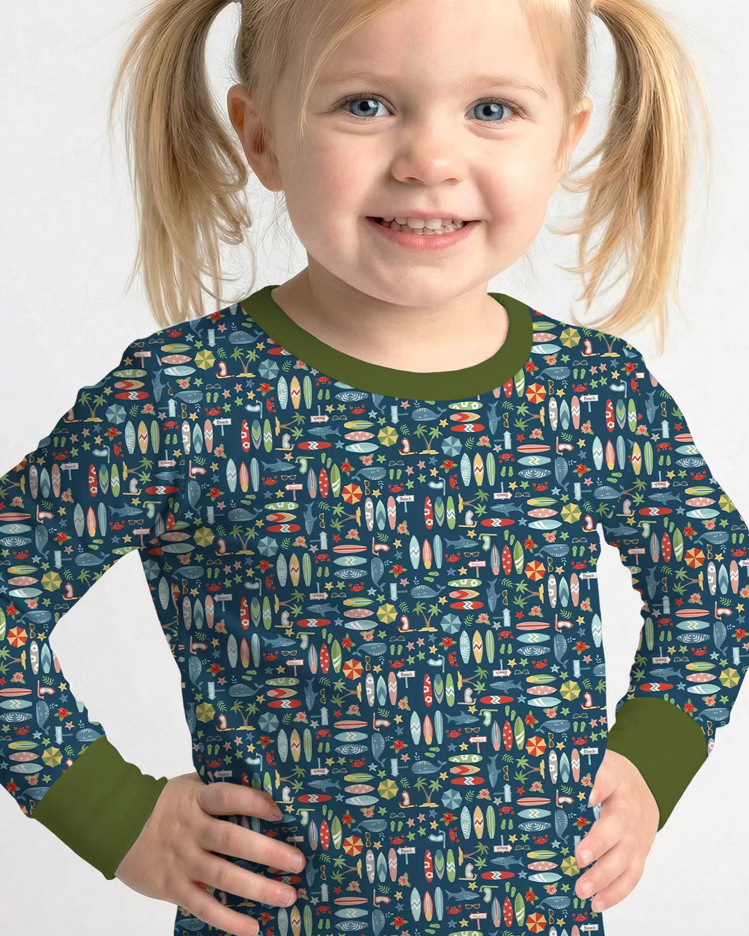 Endless Summer Surf Bamboo Two Piece Long Sleeve Pajama Set