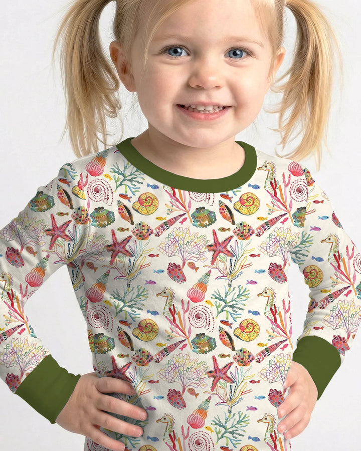 Tropical Reef Whimsy  Bamboo Two Piece Long Sleeve Pajama Set