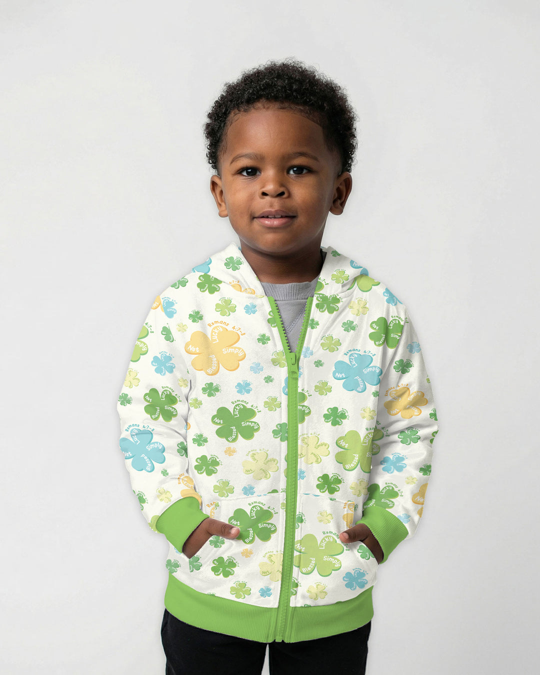 Shamrocks Print St. Patrick's Day  Zip Hoodie