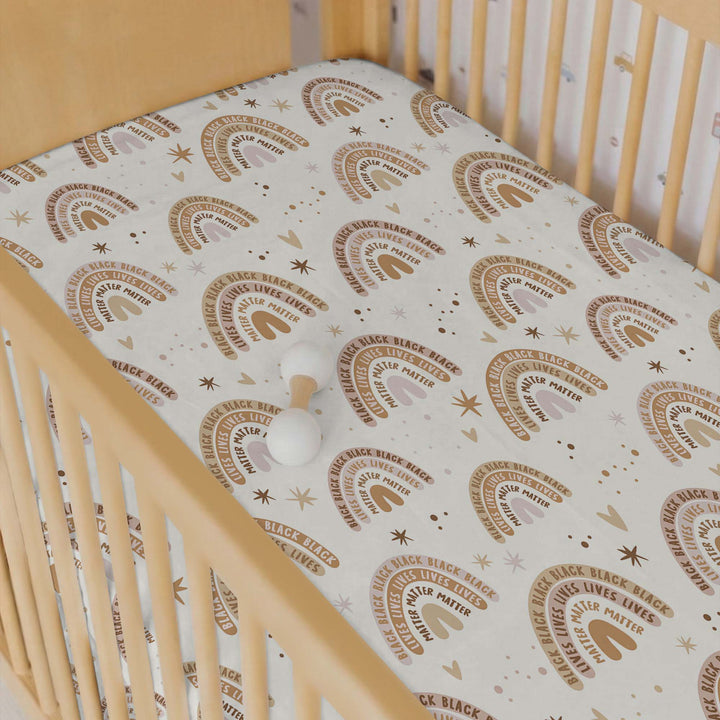 Back Lives Matter Rainbow Fitted Crib Sheet