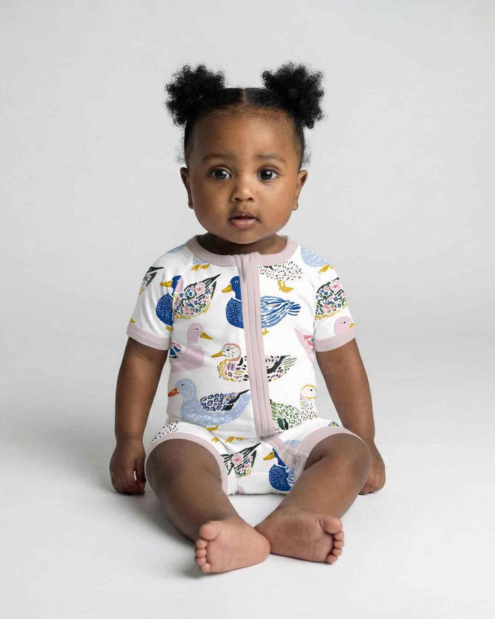 Whimsical Garden Ducks Bamboo Shorty Zippy