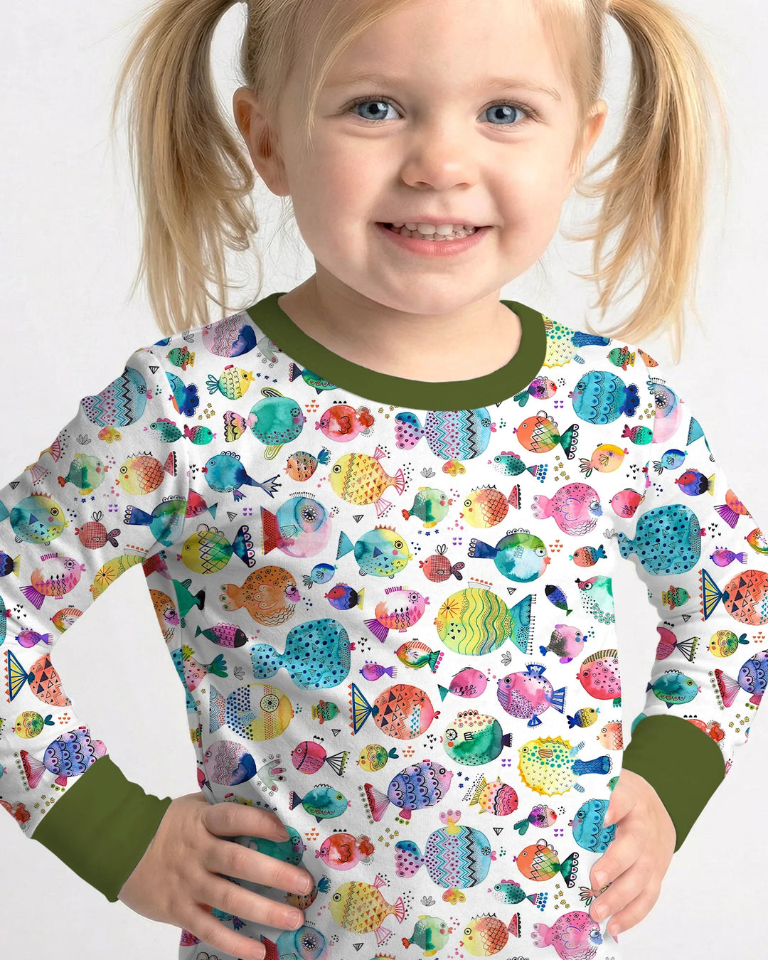 Rainbow Reef Fish Bamboo Two Piece Long Sleeve Pajama Set